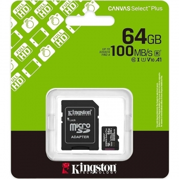 Kingston Memory Card - 64GB Canvas Select Plus microSDXC with SD Adapt
