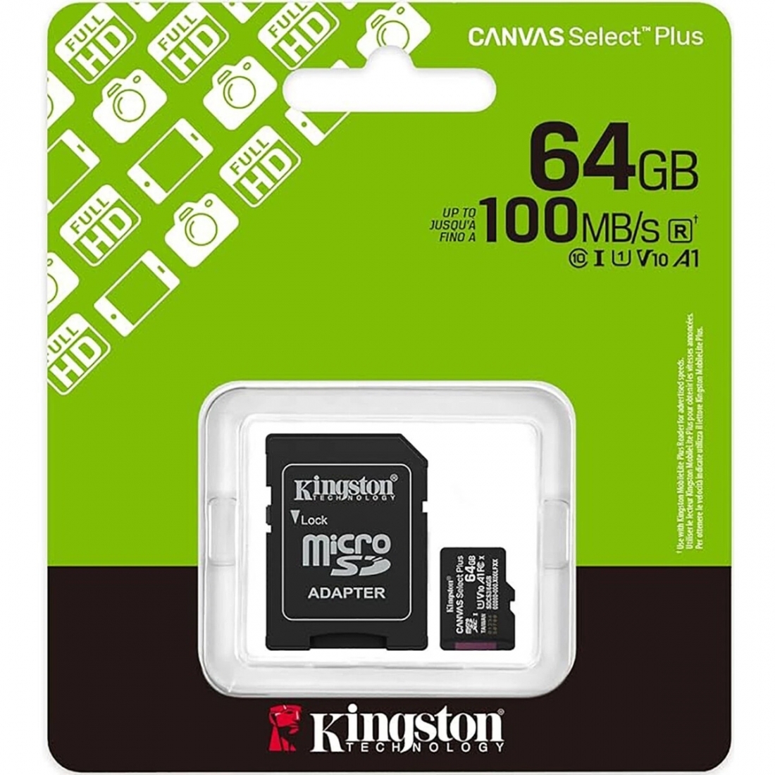 Kingston Memory Card - 64GB Canvas Select Plus microSDXC with SD Adapt