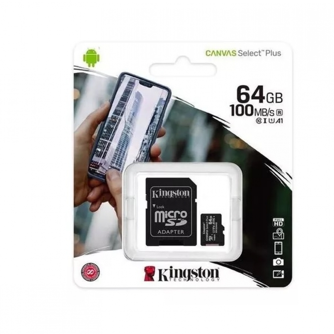 Tarjeta de memoria Kingston SDCS2 Canvas Plus con adaptador SD 64GB