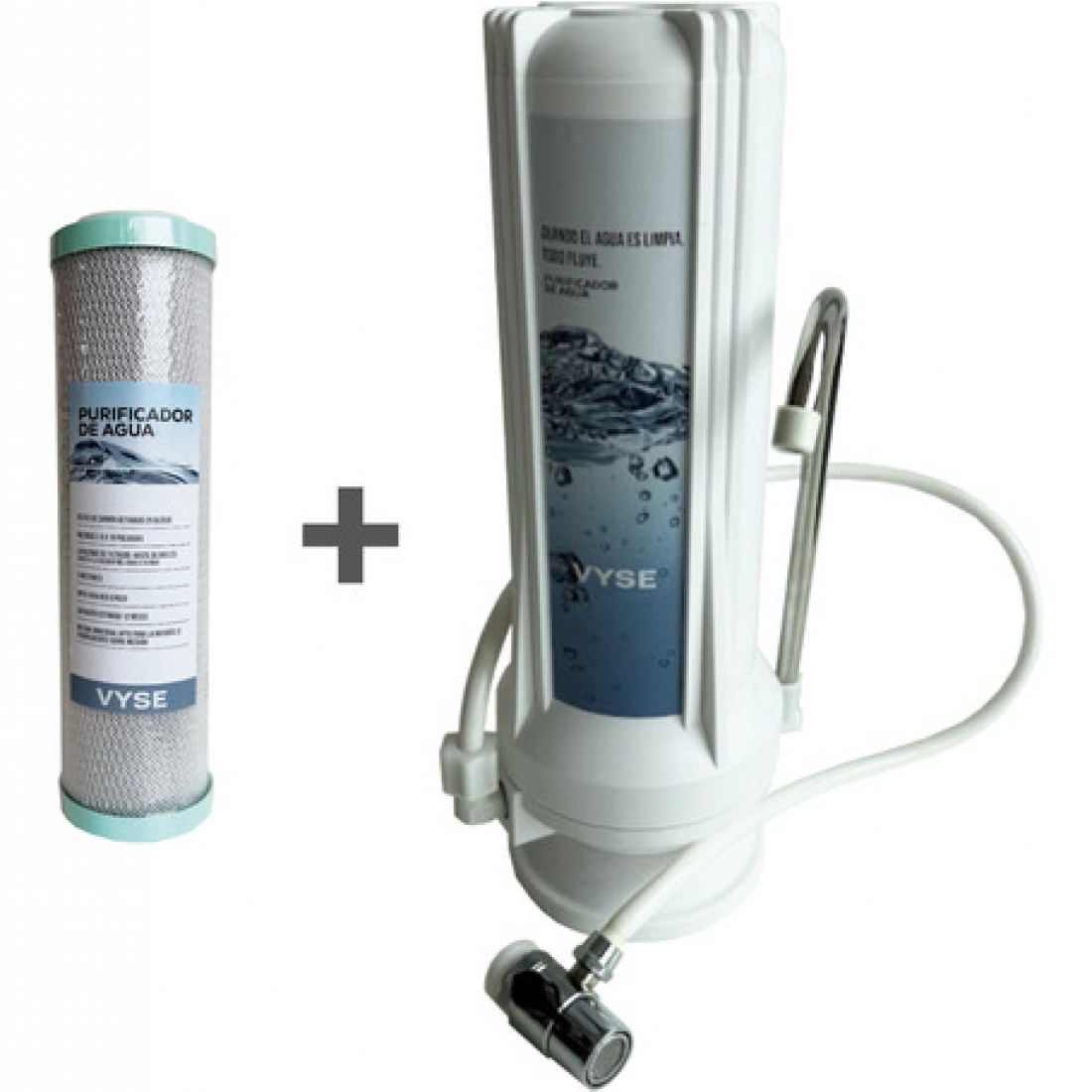 Purificador De Agua Sobremesada BLANCO +1 Repuesto Adicional