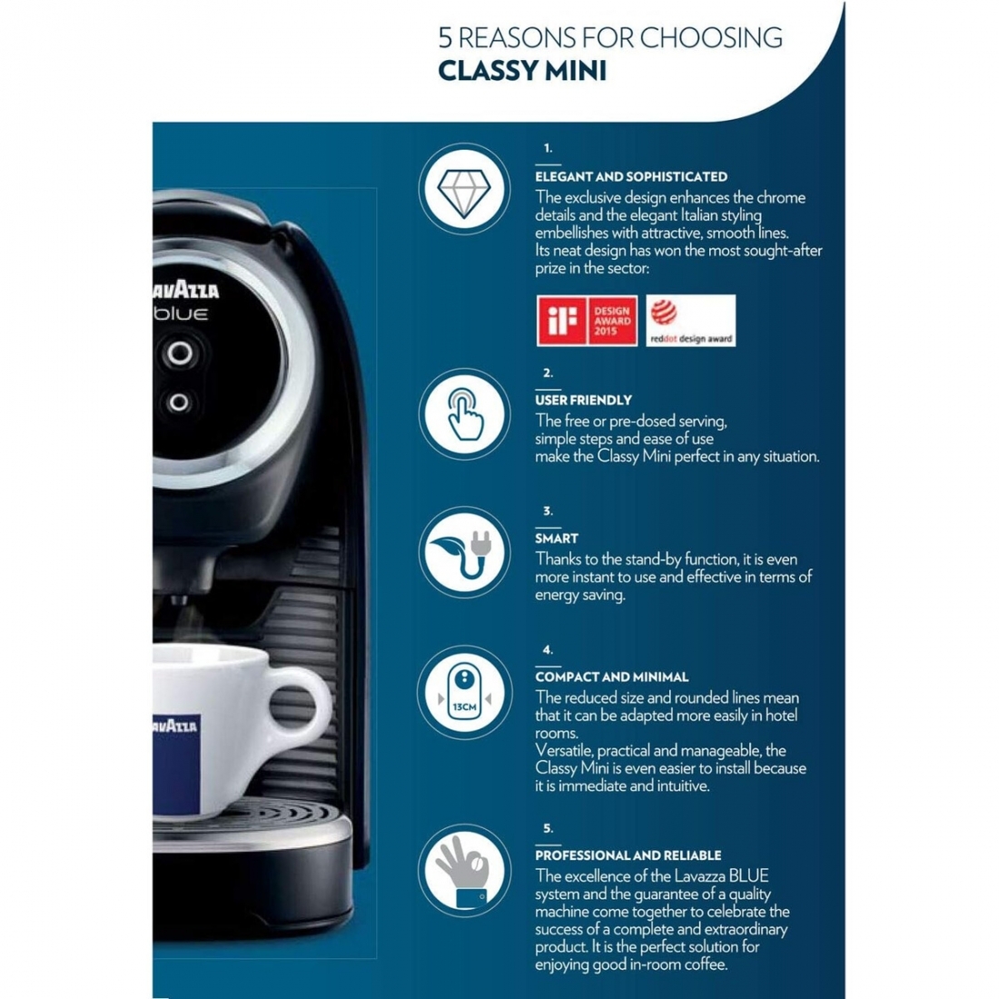 Lavazza BLUE Classy Mini Single Serve Espresso Coffee Machine LB 300, 