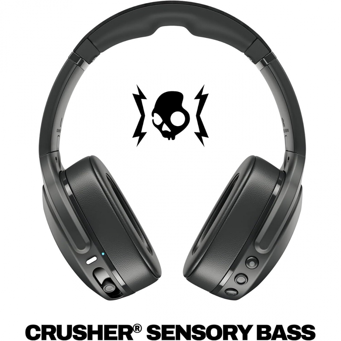 Skullcandy Crusher Evo Wireless Bluetooth Headphones with Multi-Sensory Bass, Noise Isolating Over-Ear Fit, Up to 40 Hours Battery, Microphone for iPhone Android - True Black