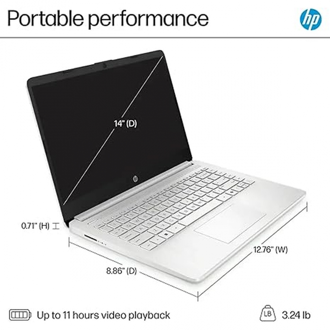 HP 14 HD Laptop - Intel Processor N150 - 4GB Ram - 128GB UFS - Win11 -