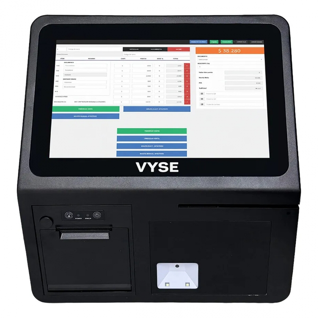 Pos T�ctil Impresora 58mm Lector Qr 2d 8gb 128gb F1pos Negro