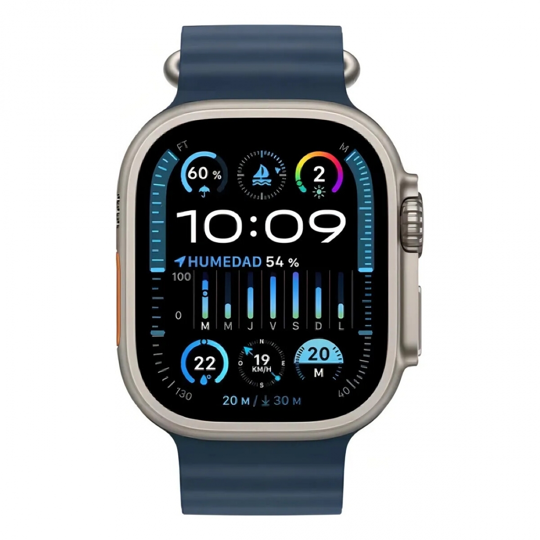 Apple Watch Ultra 2 (GPS+Cel) 49mm Titanium Case w/ Navy Ocean Band, N