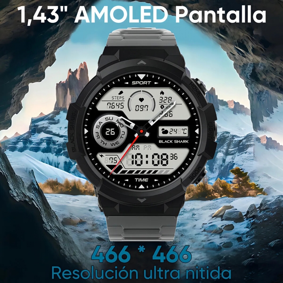 Black Shark Smart Watch GS3 Sport , 1.43,18 Days Batt Life, MIL-Grade,