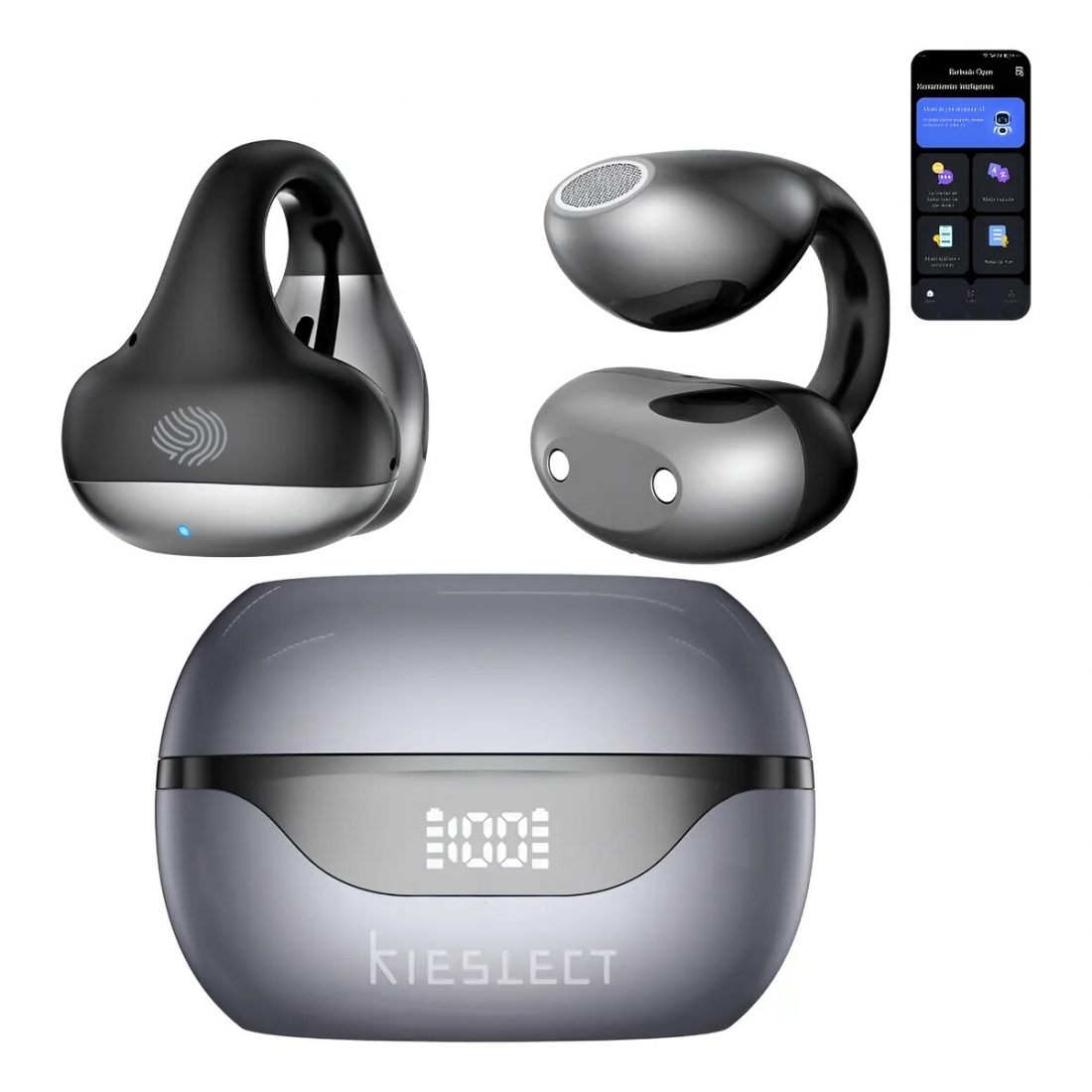 Kieslect Earbuds Open CLIP  AI Feature (UPC # 6974377571323) - Black