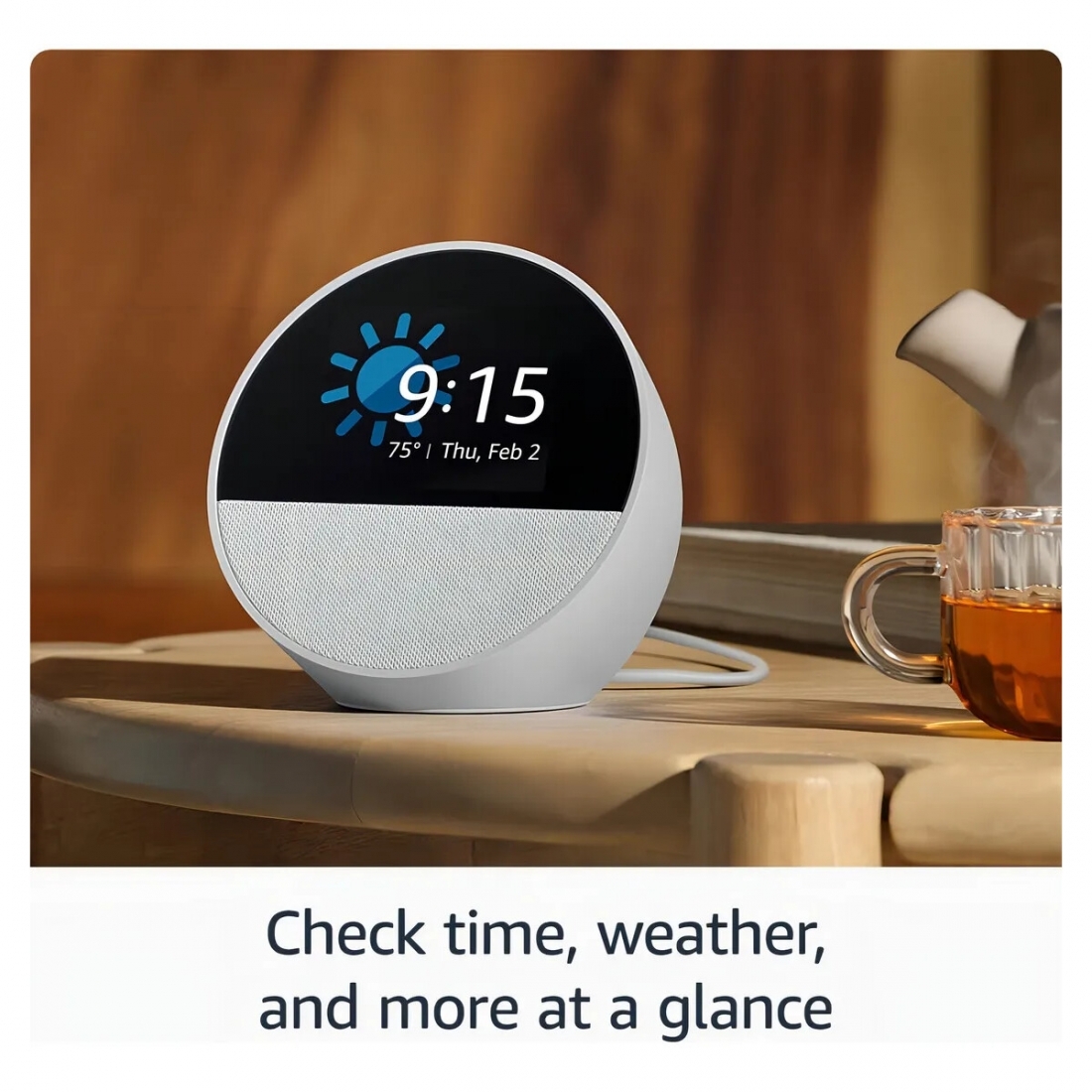 Amazon Echo Spot - Smart Alarm Clock with Vibrant Sound and Alexa (202