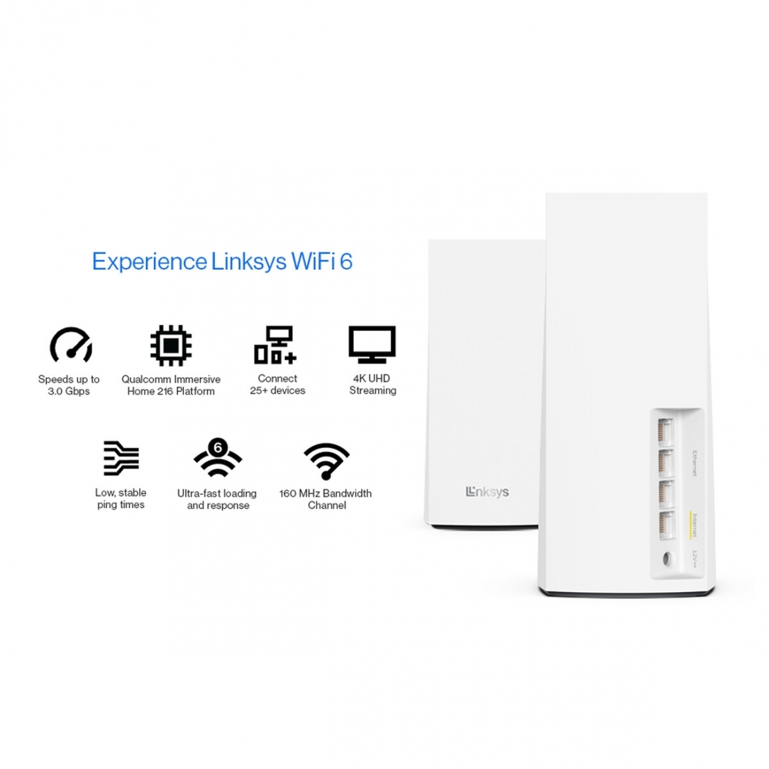 Linksys Micro Mesh Router WIFI 6 AX3000 2PK - Router plus Node Multi-g