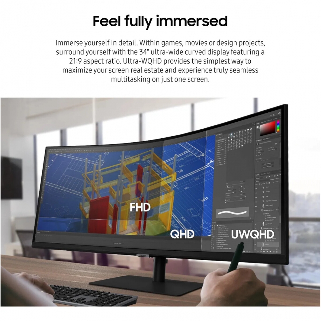 34 pulg Monitor, ViewFinity S65UC Ultra-WQHD 100Hz AMD FreeSync HDR10 