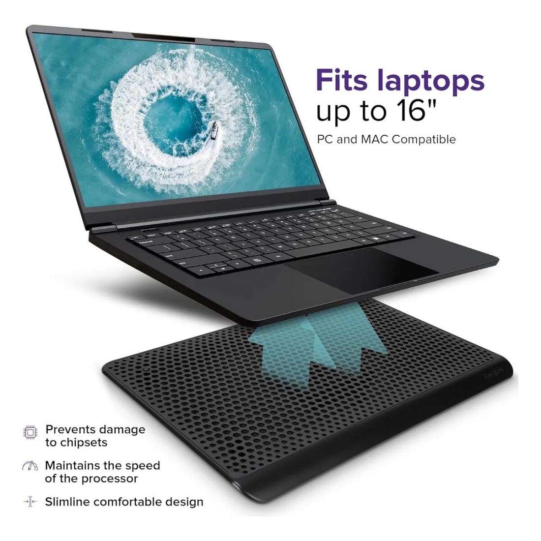 16 pulg Dual Fan Chill Mat