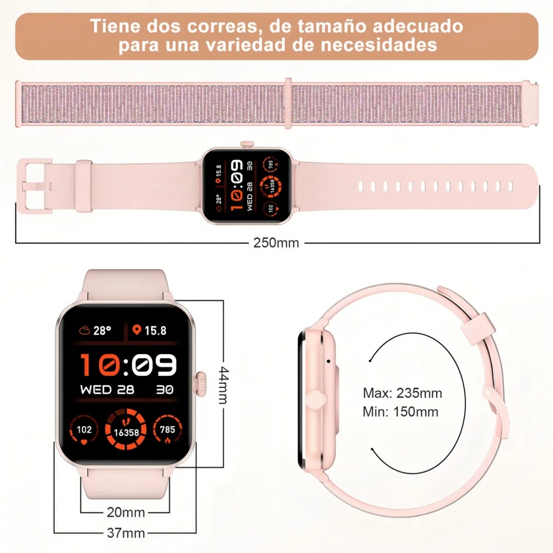 Smartwatch Blackview R50 BT Calling 1.85 Rosa