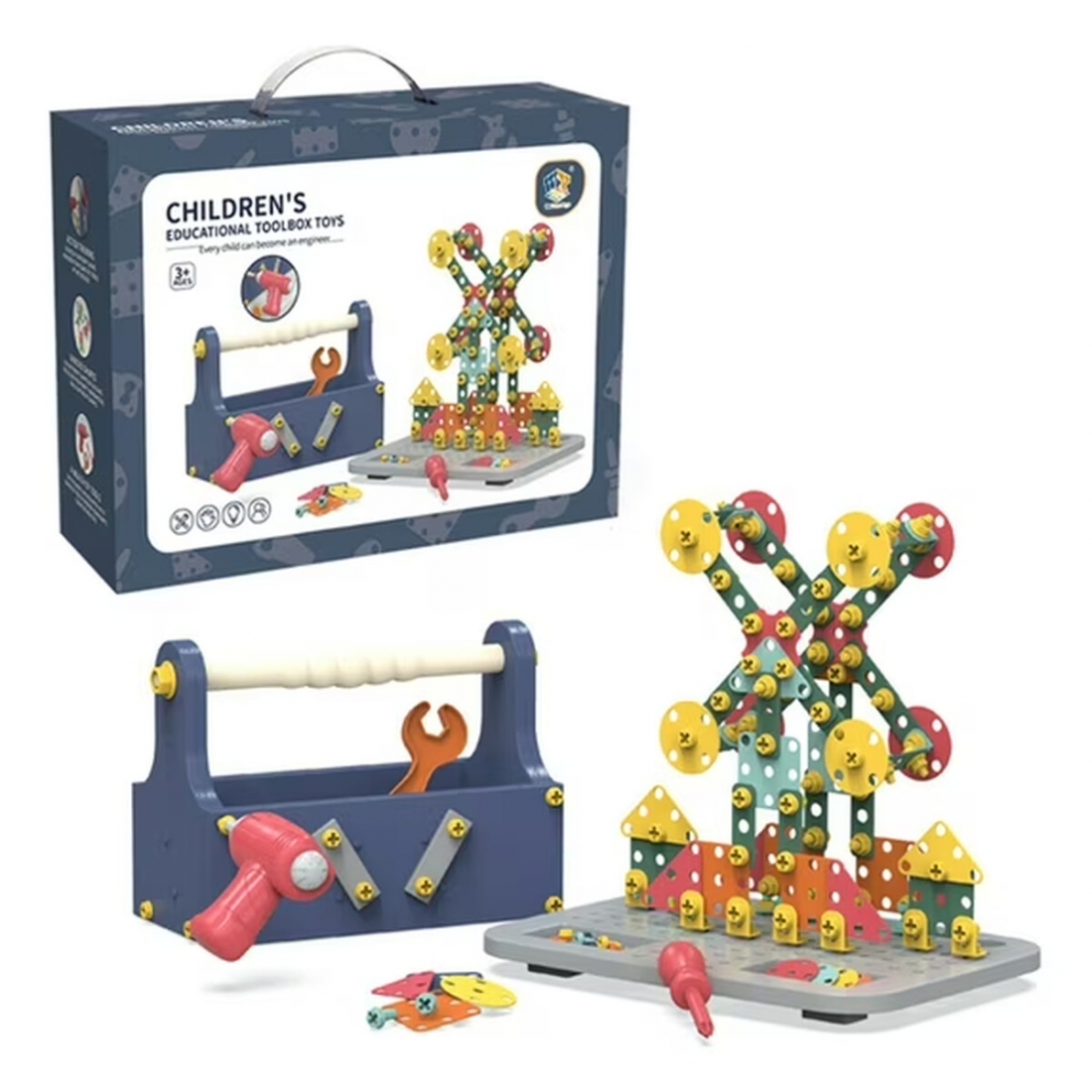 Valessati Drill Set STEM Toys for Kids 3+ with Safe Plastic Constructi