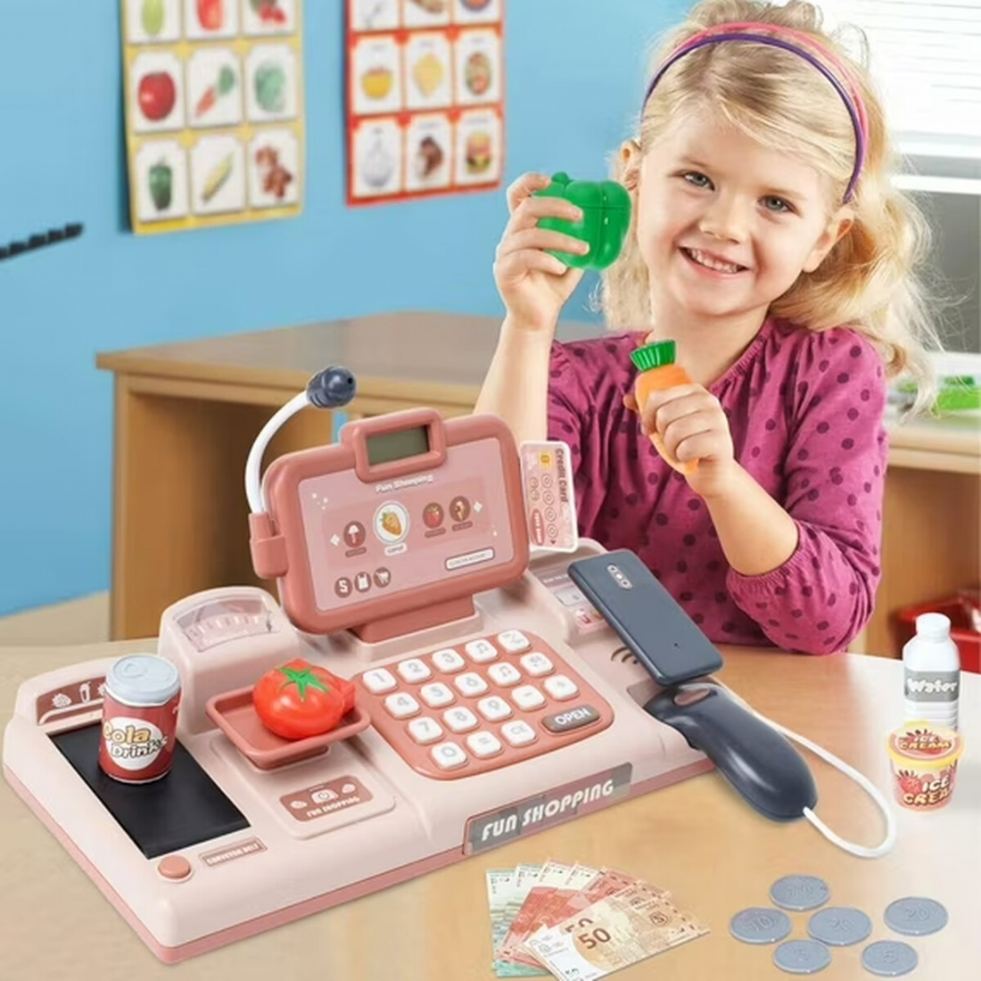 Caja Registradora Rosa Mundo Toys 25 Piezas