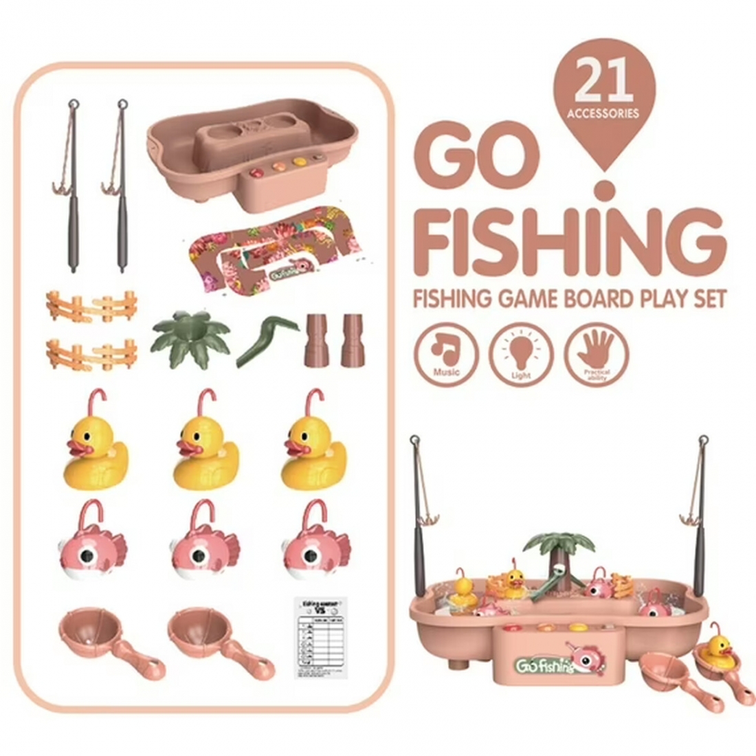 Juego De Pesca Rosa Mundo Toys Luz Y M�sica