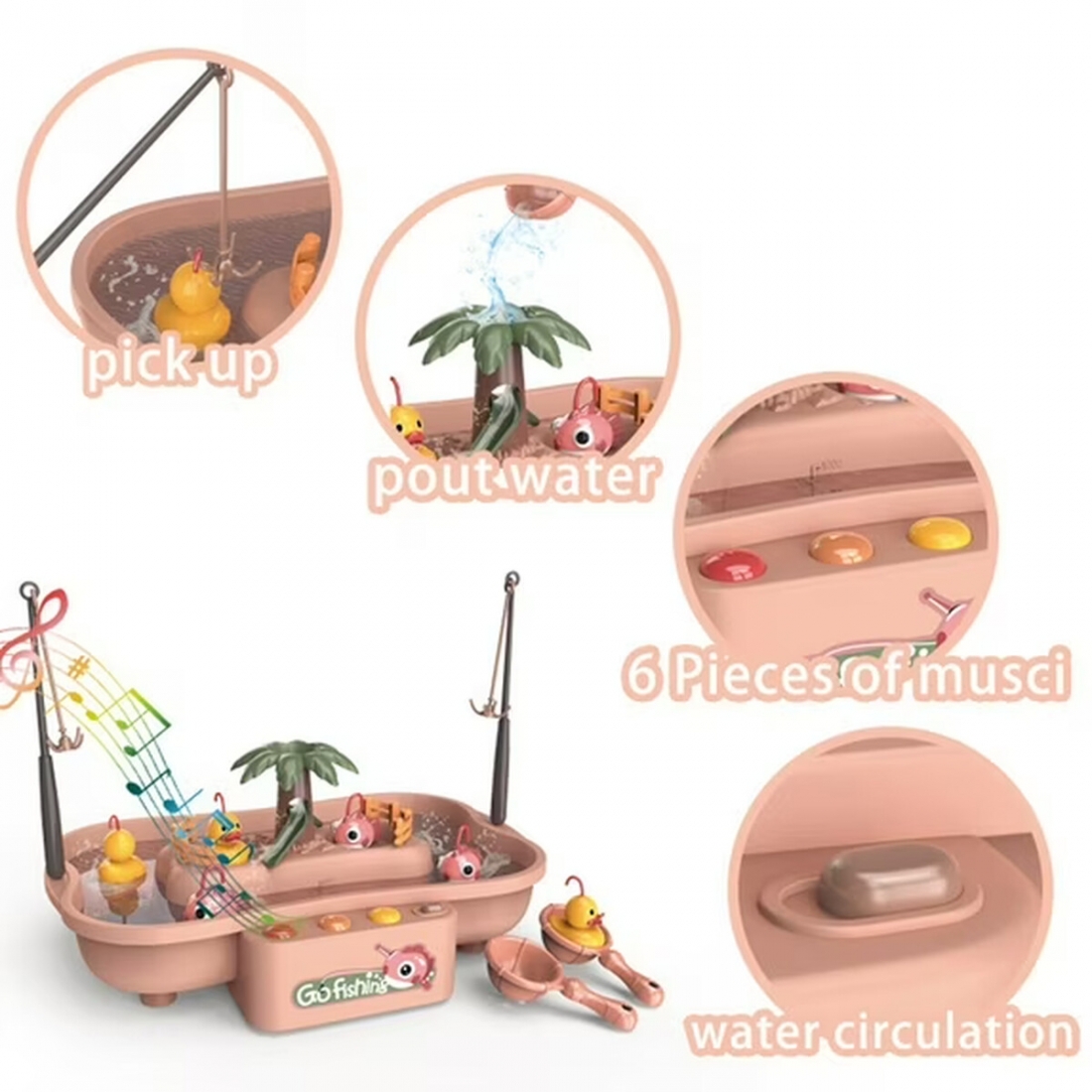 Juego De Pesca Rosa Mundo Toys Luz Y M�sica