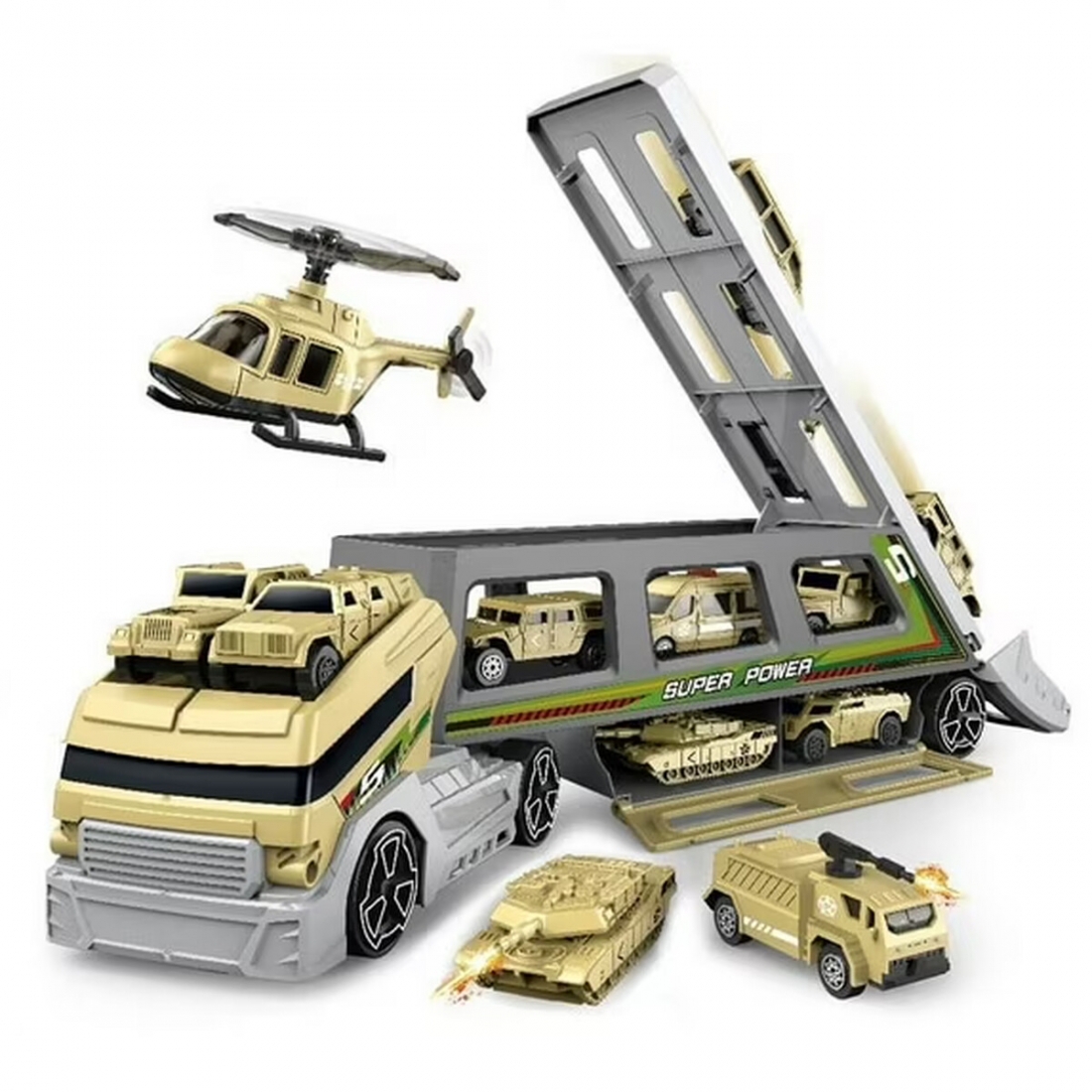 Cami�n Militar Mundo Toys Con 8 Veh�culos
