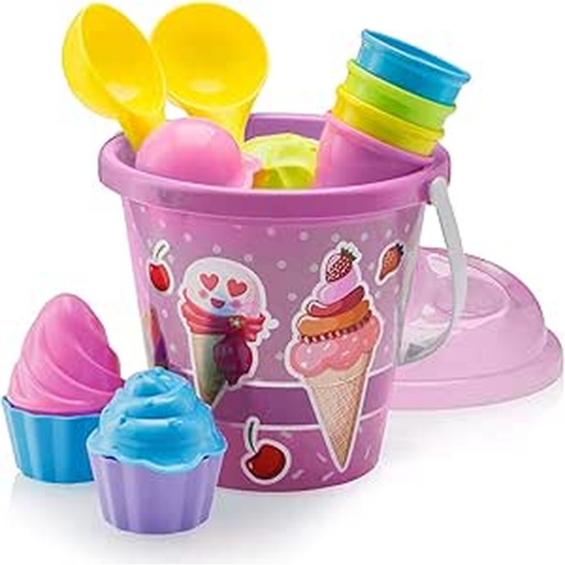 Top Race Ice Cream Sand Toys for Kids with Large 9 Bucket Pail and Spa