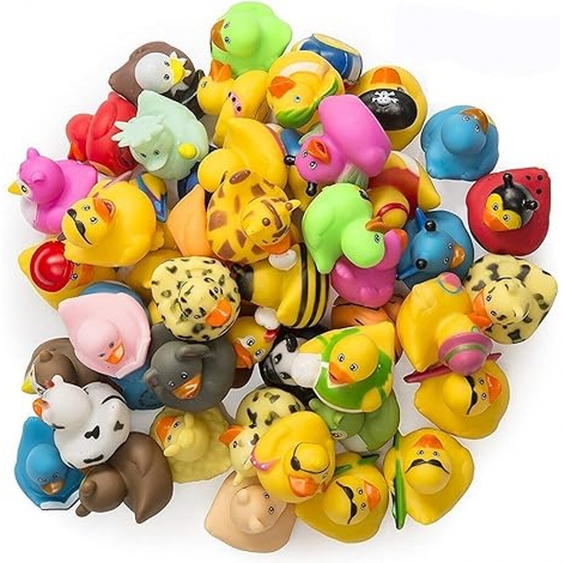 Kicko 50 Pack Assorted Rubber Ducks - 2 Inches - Kids, Sensory Play, S