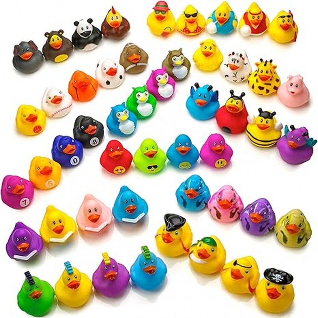 Kicko 50 Pack Assorted Rubber Ducks - 2 Inches - Kids, Sensory Play, S