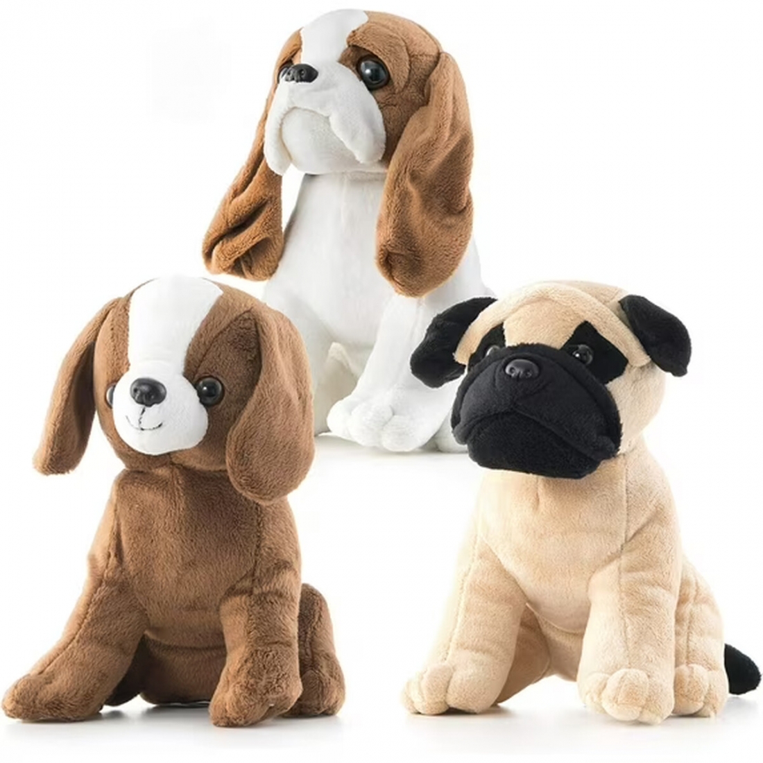 PREXTEX Plush Puppy Dogs - Set of 3 Realistic Looking 8-Inch Cute and 