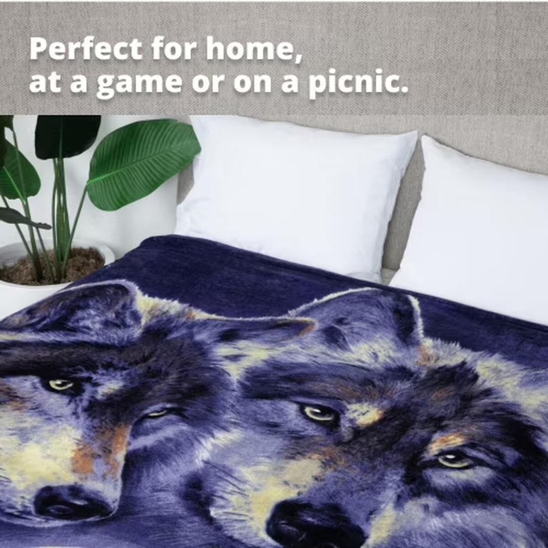 Manta Fleece Lobo Luna Full Queen 75x90 Suave
