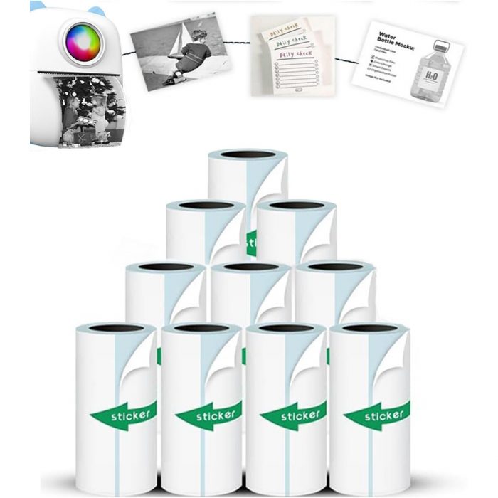 Mini Printer Sticker Paper, 10 Rolls Thermal Printer Sticker | VYSE ...